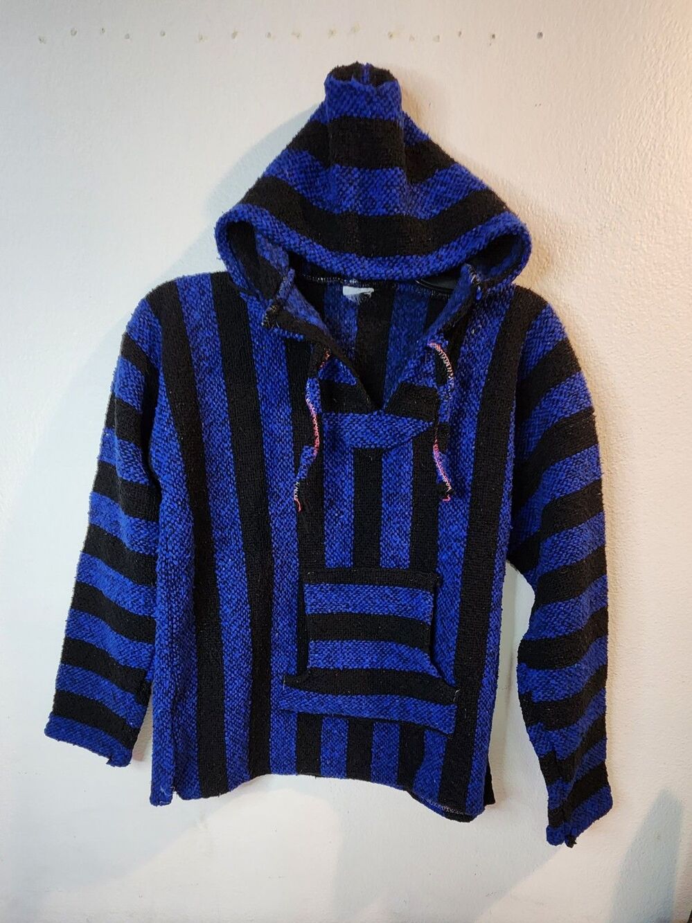 Mexican Poncho Jacket Blue and Black  XL  for kid